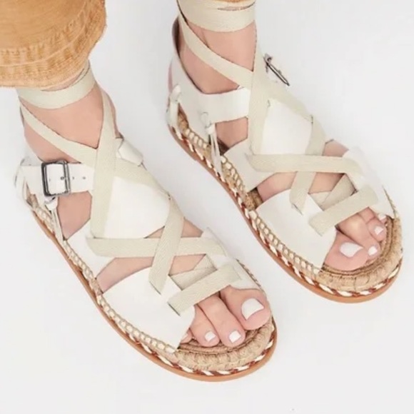 Free People x Matisse Tabi Tie Sandals in Cream - Picture 3 of 8